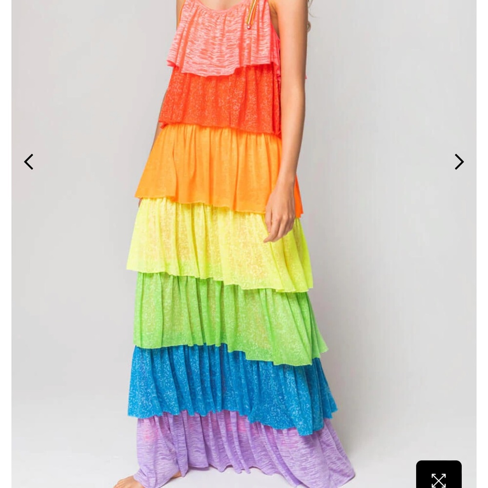 PITUSA RAINBOW TIERED DRESS MAXI PETITE